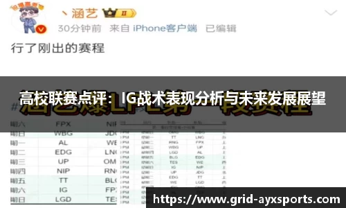 高校联赛点评：IG战术表现分析与未来发展展望